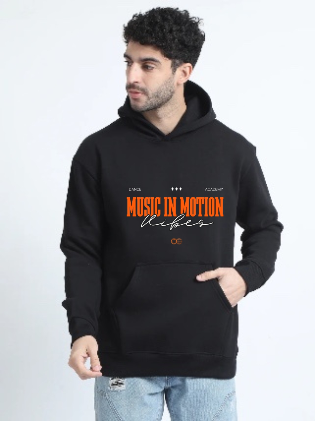 Premium Black Colour Front View Hoddie of MiM
